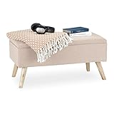 Relaxdays Sitzbank mit Stauraum, gepolstert, Holzbeine,...