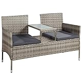 Juskys Polyrattan Gartenbank Monaco - 2-Sitzer Bank mit...